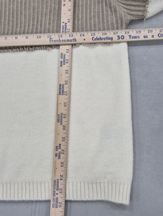 Charlie Paige turtleneck sweater women's small cream beige colorblock fringe - Picture 4 of 12